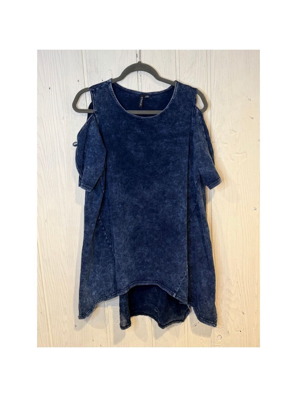 ETHYL Women's Blue Cold Shoulder Tunic Top XL